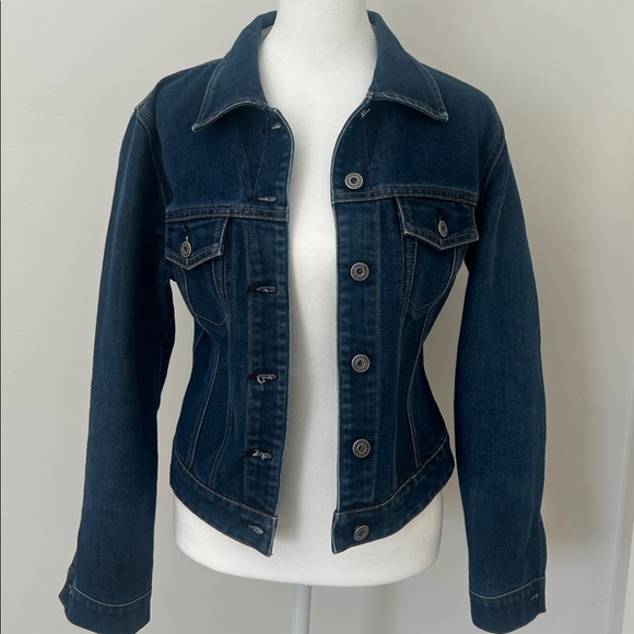 GAP Jackets & Blazers - GAP, size SMALL, dark denim adjustable fitted waist and collared jacket